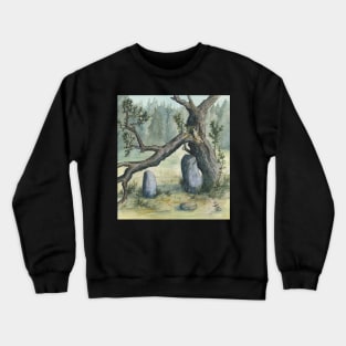 two ancient stones illustration - traditional watercolor painting Crewneck Sweatshirt